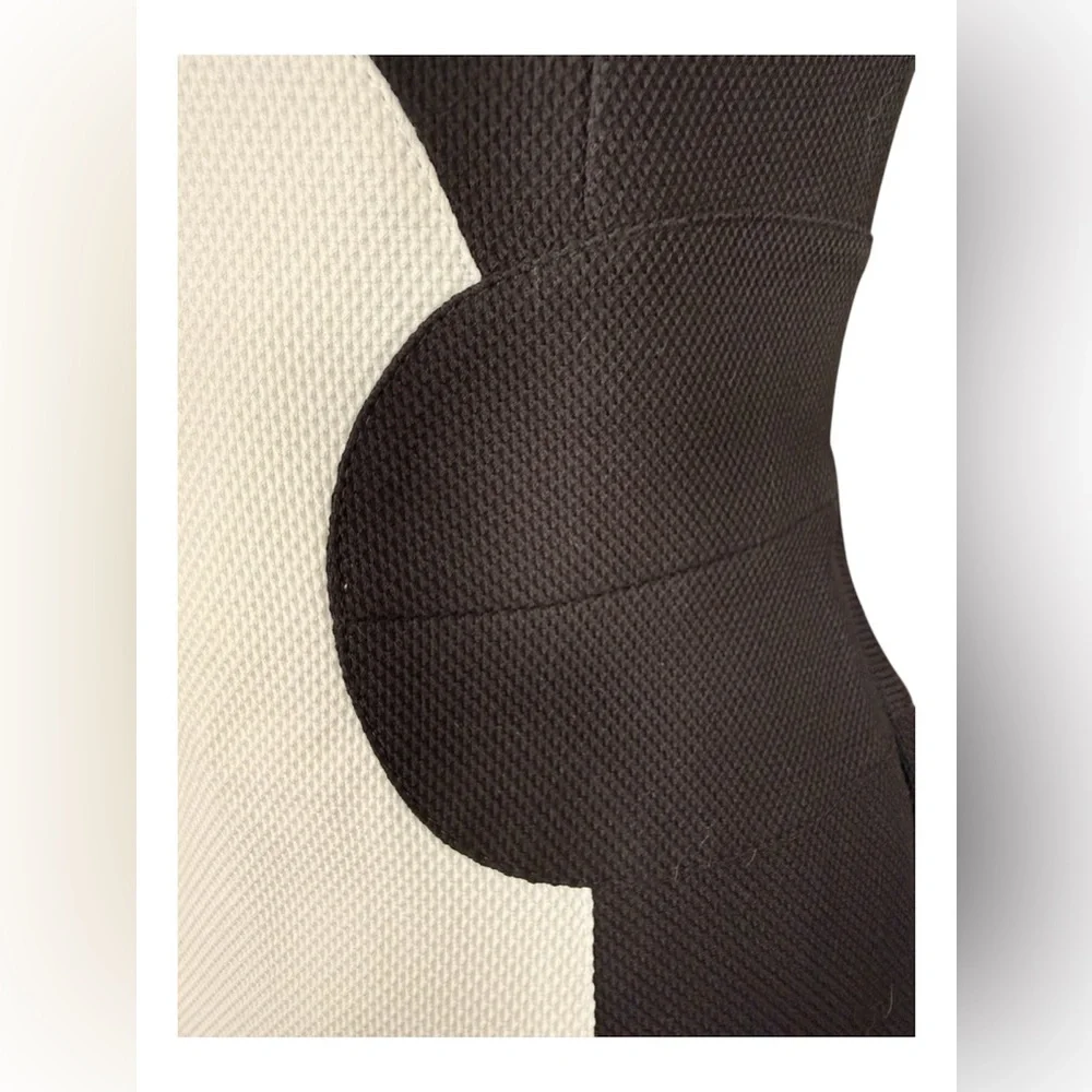 Escada Black and White Strapless Colorblock Sheath Dress